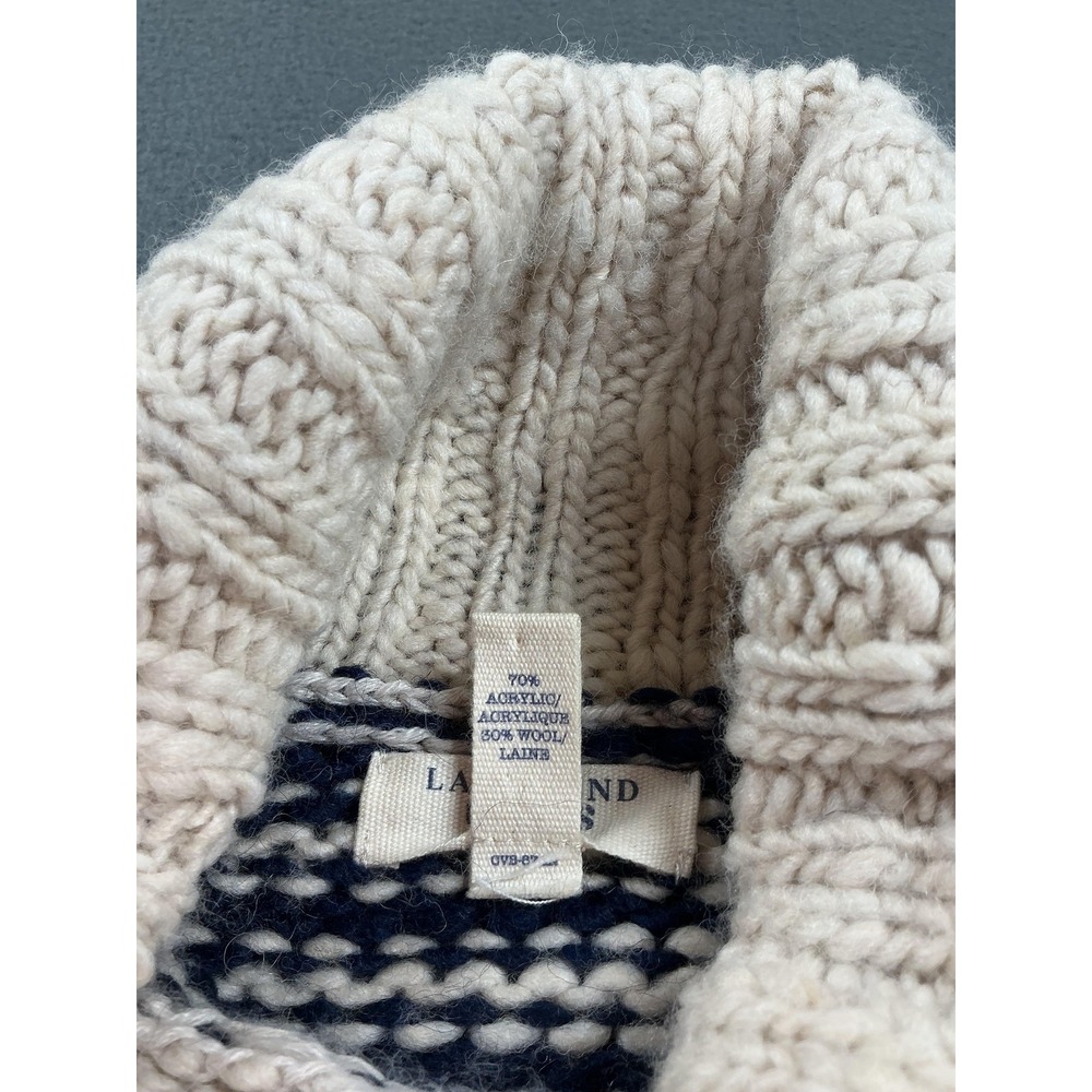 Lands' End Canvas Sweater Womens Small Blue Striped Wool‎ Blend Turtleneck Knit - Picture 3 of 9
